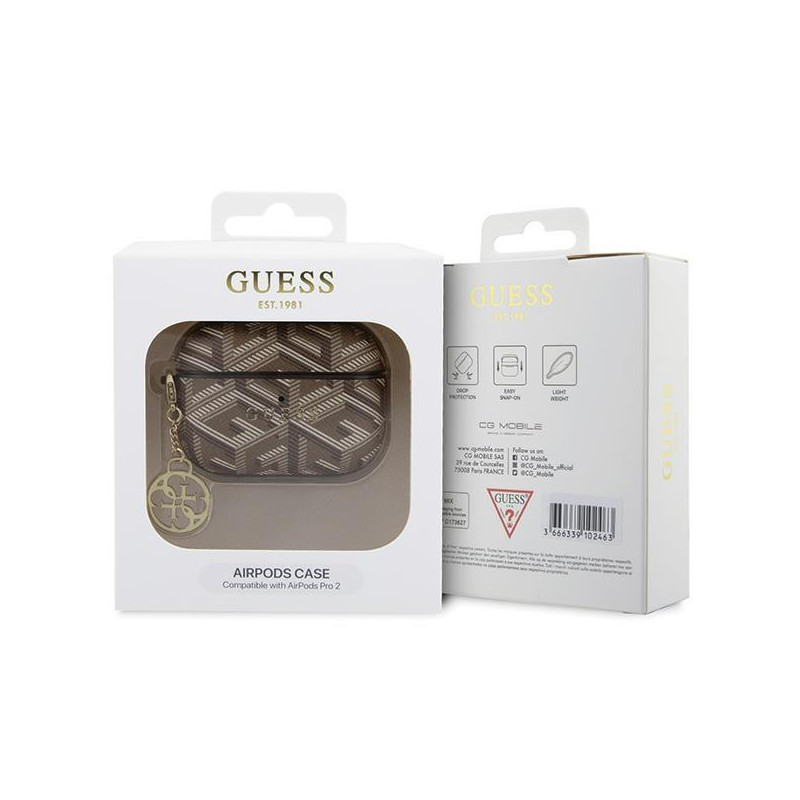 Guess GCube Charm dėklas, skirtas AirPods Pro 2 – rudas