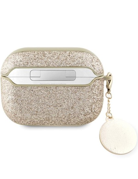 Guess Fixed Glitter Heart Diamond Charm dėklas, skirtas AirPods Pro 2 – auksinis Guess Fixed Glitter Heart Diamond Charm dėklas, skirtas AirPods Pro 2 – auksinis