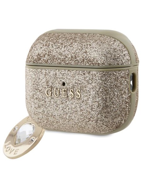 Guess Fixed Glitter Heart Diamond Charm dėklas, skirtas AirPods Pro 2 – auksinis Guess Fixed Glitter Heart Diamond Charm dėklas, skirtas AirPods Pro 2 – auksinis
