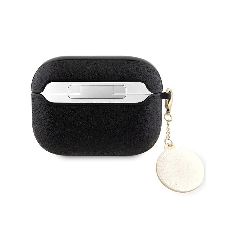 Guess Fixed Glitter Heart Diamond Charm dėklas, skirtas AirPods Pro 2 – juodas