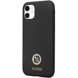 Guess Silicone Logo Strass 4G dėklas, skirtas iPhone 11 / Xr - juodas