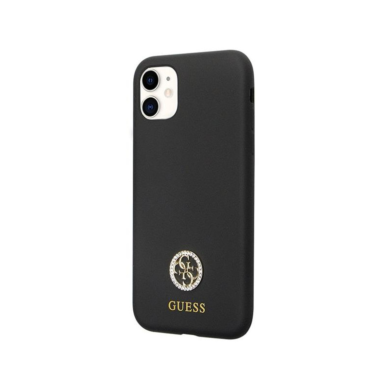 Guess Silicone Logo Strass 4G dėklas, skirtas iPhone 11 / Xr - juodas