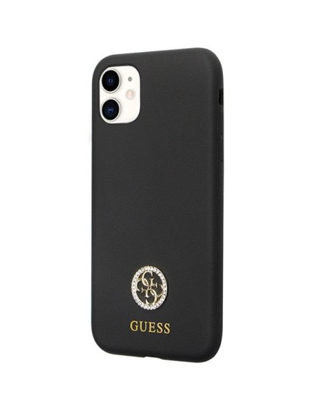 Guess Silicone Logo Strass 4G dėklas, skirtas iPhone 11 / Xr - juodas Guess Silicone Logo Strass 4G dėklas, skirtas iPhone 11 / Xr - juodas