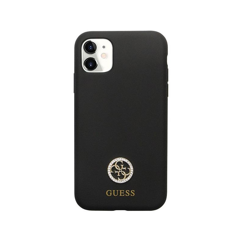 Guess Silicone Logo Strass 4G dėklas, skirtas iPhone 11 / Xr - juodas