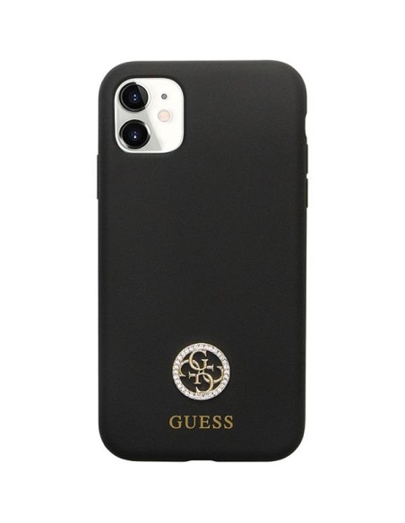 Guess Silicone Logo Strass 4G dėklas, skirtas iPhone 11 / Xr - juodas Guess Silicone Logo Strass 4G dėklas, skirtas iPhone 11 / Xr - juodas