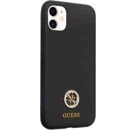 Guess Silicone Logo Strass 4G dėklas, skirtas iPhone 11 / Xr - juodas