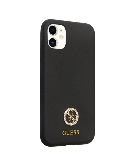 Guess Silicone Logo Strass 4G dėklas, skirtas iPhone 11 / Xr - juodas Guess Silicone Logo Strass 4G dėklas, skirtas iPhone 11 / Xr - juodas