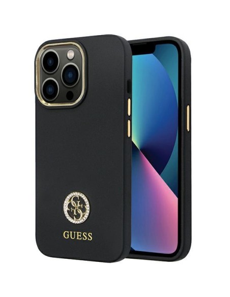Guess Silicone Logo Strass 4G dėklas, skirtas iPhone 13 Pro / iPhone 13 – juodas Guess Silicone Logo Strass 4G dėklas, skirtas iPhone 13 Pro / iPhone 13 – juodas