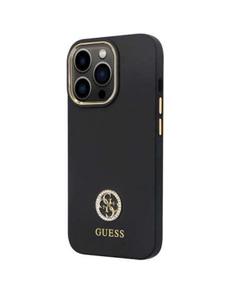 Guess Silicone Logo Strass 4G dėklas, skirtas iPhone 13 Pro / iPhone 13 – juodas Guess Silicone Logo Strass 4G dėklas, skirtas iPhone 13 Pro / iPhone 13 – juodas