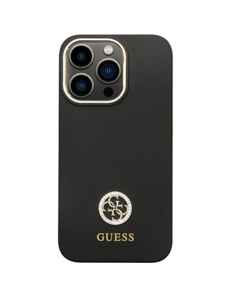 Guess Silicone Logo Strass 4G dėklas, skirtas iPhone 13 Pro / iPhone 13 – juodas Guess Silicone Logo Strass 4G dėklas, skirtas iPhone 13 Pro / iPhone 13 – juodas