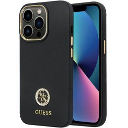 Guess Silicone Logo Strass 4G dėklas, skirtas iPhone 13 Pro Max - juodas