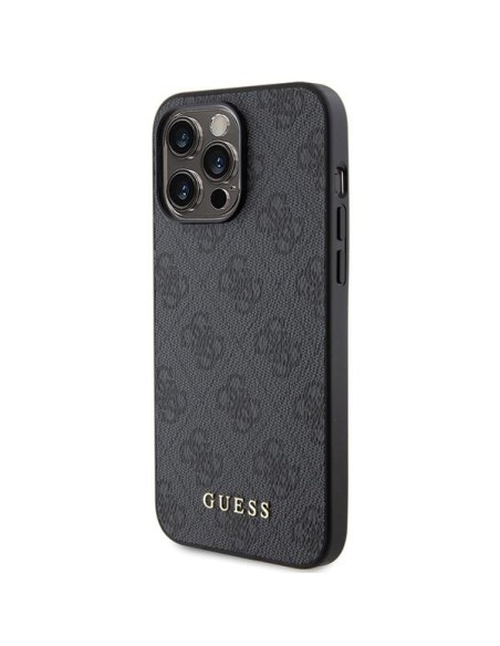 Guess 4G Metal Gold Logo dėklas, skirtas iPhone 15 Pro - pilkas Guess 4G Metal Gold Logo dėklas, skirtas iPhone 15 Pro - pilkas