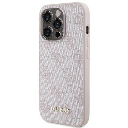 Guess 4G Metal Gold Logo dėklas, skirtas iPhone 15 Pro - rožinis Guess 4G Metal Gold Logo dėklas, skirtas iPhone 15 Pro - rožinis