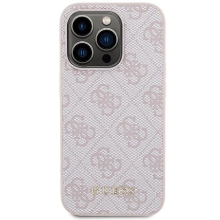 Guess 4G Metal Gold Logo dėklas, skirtas iPhone 15 Pro - rožinis Guess 4G Metal Gold Logo dėklas, skirtas iPhone 15 Pro - rožinis