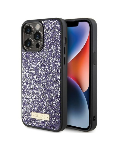Guess Rhinestone Metal Logo dėklas, skirtas iPhone 15 Pro - rožinis Guess Rhinestone Metal Logo dėklas, skirtas iPhone 15 Pro - rožinis