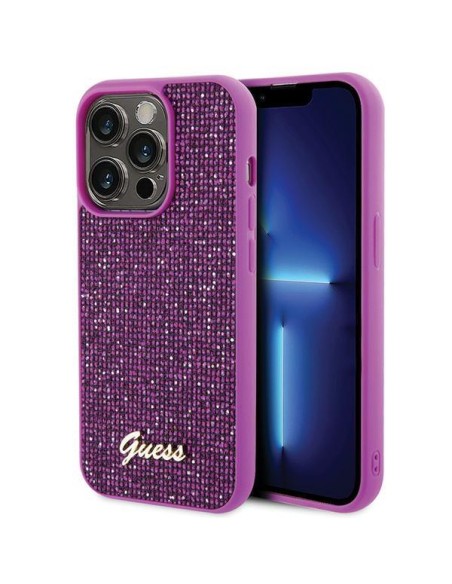 Guess Disco Metal Script dėklas iPhone 15 Pro - rožinis Guess Disco Metal Script dėklas iPhone 15 Pro - rožinis