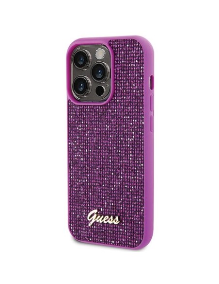 Guess Disco Metal Script dėklas iPhone 15 Pro - rožinis Guess Disco Metal Script dėklas iPhone 15 Pro - rožinis