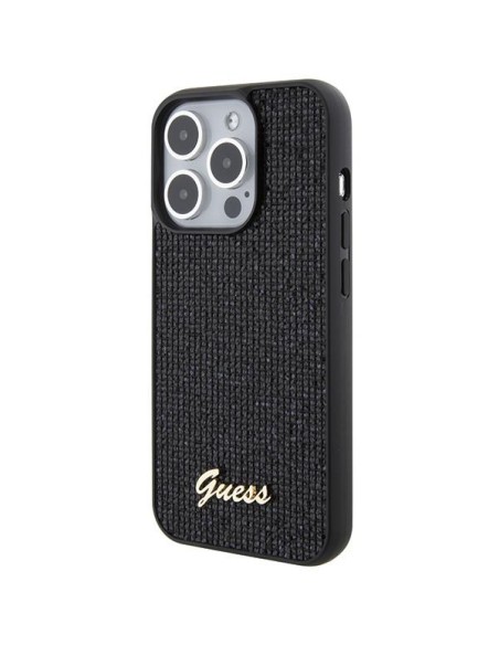 Guess Disco Metal Script dėklas, skirtas iPhone 15 Pro - juodas Guess Disco Metal Script dėklas, skirtas iPhone 15 Pro - juodas