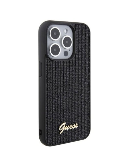 Guess Disco Metal Script dėklas, skirtas iPhone 15 Pro - juodas Guess Disco Metal Script dėklas, skirtas iPhone 15 Pro - juodas