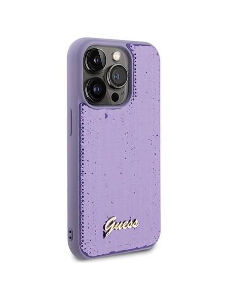 Guess Sequin Script Metalinis dėklas iPhone 15 Pro - violetinis Guess Sequin Script Metalinis dėklas iPhone 15 Pro - violetinis