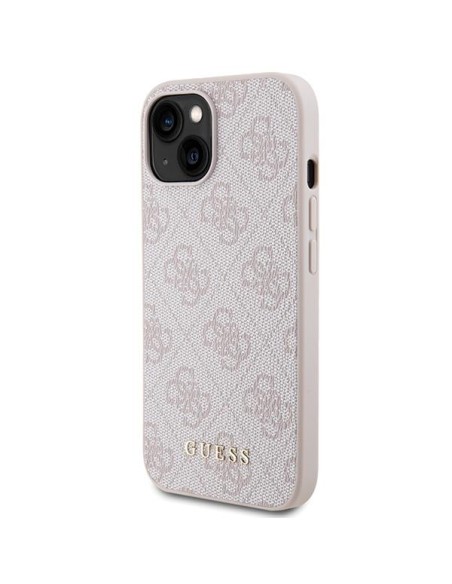 Guess 4G Metal Gold Logo dėklas iPhone 15 Plus - rožinis Guess 4G Metal Gold Logo dėklas iPhone 15 Plus - rožinis