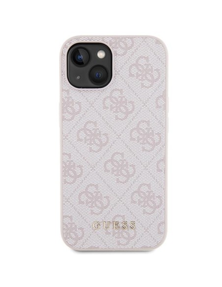 Guess 4G Metal Gold Logo dėklas iPhone 15 Plus - rožinis Guess 4G Metal Gold Logo dėklas iPhone 15 Plus - rožinis