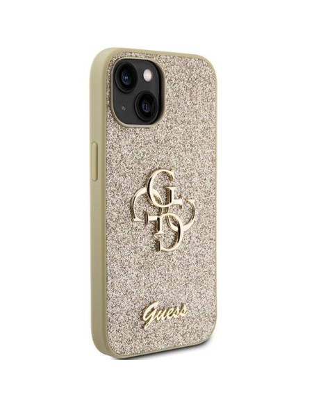 Guess Glitter Script Big 4G dėklas, skirtas iPhone 15 Plus - auksinis Guess Glitter Script Big 4G dėklas, skirtas iPhone 15 Plus - auksinis