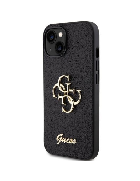 Guess Glitter Script Big 4G dėklas iPhone 15 Plus - juodas Guess Glitter Script Big 4G dėklas iPhone 15 Plus - juodas