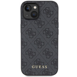Guess 4G Metal Gold Logo dėklas iPhone 15 - pilkas