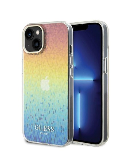 Guess IML Faceted Mirror Disco Iridescent dėklas iPhone 15 - įvairiaspalvis Guess IML Faceted Mirror Disco Iridescent dėklas iPhone 15 - įvairiaspalvis