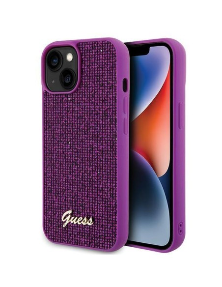 Guess Disco Metal Script dėklas iPhone 15 - rožinis Guess Disco Metal Script dėklas iPhone 15 - rožinis