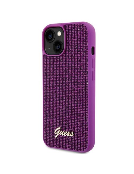 Guess Disco Metal Script dėklas iPhone 15 - rožinis Guess Disco Metal Script dėklas iPhone 15 - rožinis