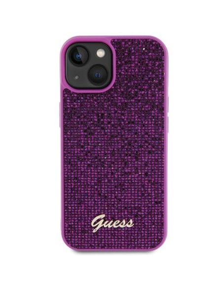 Guess Disco Metal Script dėklas iPhone 15 - rožinis Guess Disco Metal Script dėklas iPhone 15 - rožinis