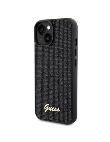 Guess Disco Metal Script dėklas iPhone 15 - juodas Guess Disco Metal Script dėklas iPhone 15 - juodas