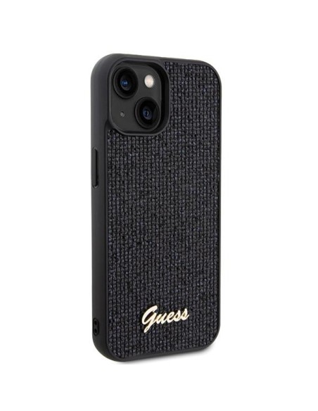 Guess Disco Metal Script dėklas iPhone 15 - juodas Guess Disco Metal Script dėklas iPhone 15 - juodas