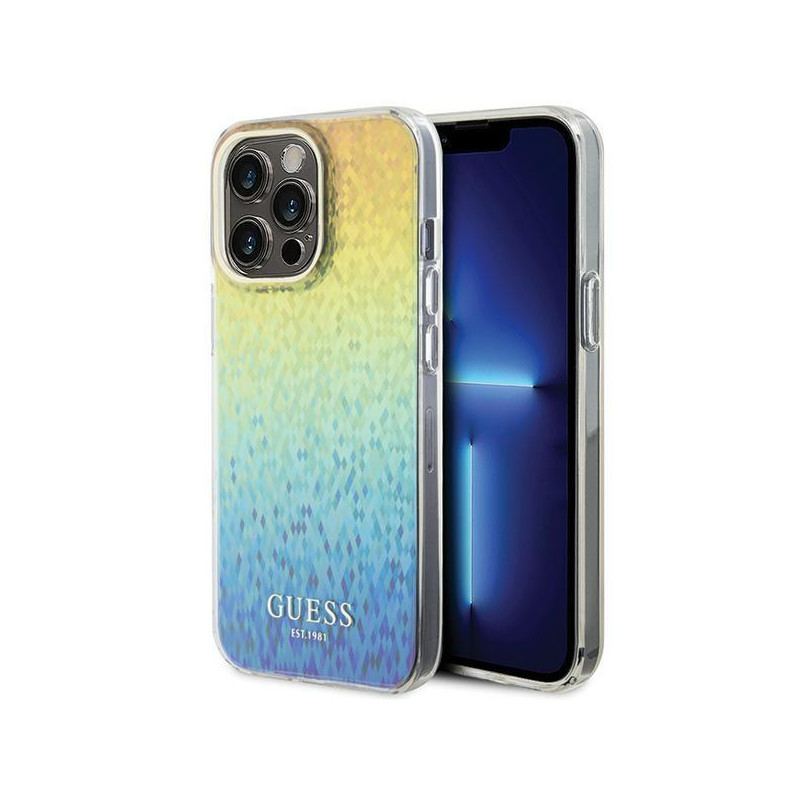 Guess IML Faceted Mirror Disco Iridescent dėklas, skirtas iPhone 15 Pro Max – įvairiaspalvis Guess IML Faceted Mirror Disco Iridescent dėklas, skirtas iPhone 15 Pro Max – įvairiaspalvis