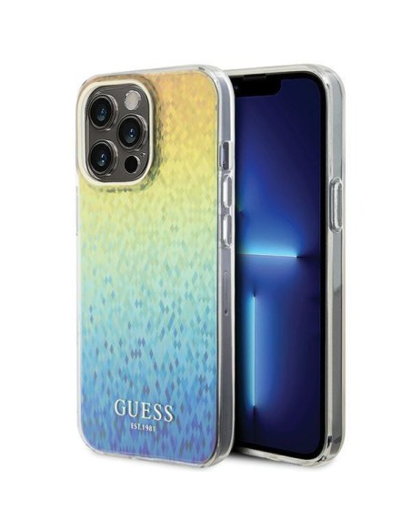 Guess IML Faceted Mirror Disco Iridescent dėklas, skirtas iPhone 15 Pro Max – įvairiaspalvis Guess IML Faceted Mirror Disco Iridescent dėklas, skirtas iPhone 15 Pro Max – įvairiaspalvis
