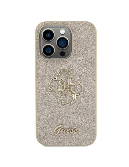 Guess Glitter Script Big 4G dėklas, skirtas iPhone 15 Pro Max - auksinis Guess Glitter Script Big 4G dėklas, skirtas iPhone 15 Pro Max - auksinis