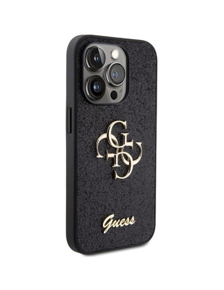 Guess Glitter Script Big 4G dėklas, skirtas iPhone 15 Pro Max - juodas Guess Glitter Script Big 4G dėklas, skirtas iPhone 15 Pro Max - juodas