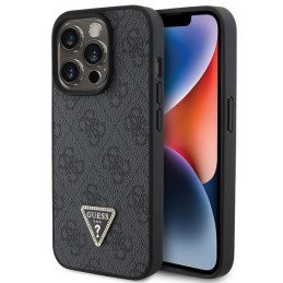 Guess Leather 4G Diamond Triangle dėklas, skirtas iPhone 15 Pro Max - juodas