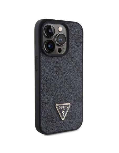 Guess Leather 4G Diamond Triangle dėklas, skirtas iPhone 15 Pro Max - juodas