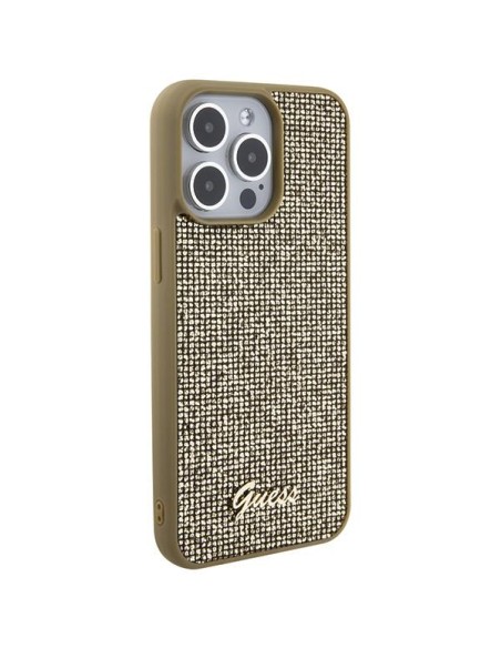 Guess Disco Metal Script dėklas, skirtas iPhone 15 Pro Max - auksinis Guess Disco Metal Script dėklas, skirtas iPhone 15 Pro Max - auksinis
