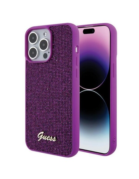 Guess Disco Metal Script dėklas, skirtas iPhone 15 Pro Max - rožinis