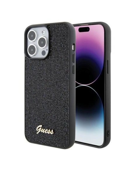Guess Disco Metal Script dėklas, skirtas iPhone 15 Pro Max - juodas Guess Disco Metal Script dėklas, skirtas iPhone 15 Pro Max - juodas