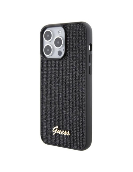 Guess Disco Metal Script dėklas, skirtas iPhone 15 Pro Max - juodas Guess Disco Metal Script dėklas, skirtas iPhone 15 Pro Max - juodas