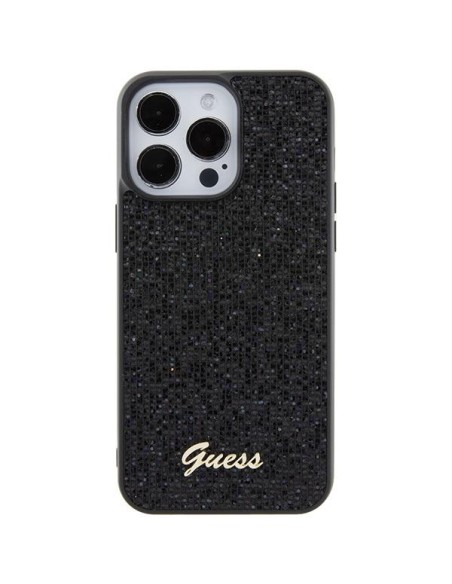 Guess Disco Metal Script dėklas, skirtas iPhone 15 Pro Max - juodas Guess Disco Metal Script dėklas, skirtas iPhone 15 Pro Max - juodas