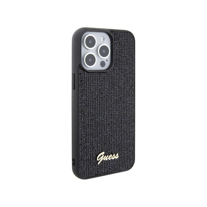 Guess Disco Metal Script dėklas, skirtas iPhone 15 Pro Max - juodas