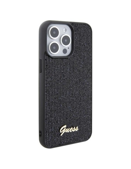 Guess Disco Metal Script dėklas, skirtas iPhone 15 Pro Max - juodas Guess Disco Metal Script dėklas, skirtas iPhone 15 Pro Max - juodas