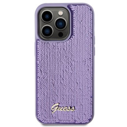 Guess Sequin Script Metalinis dėklas iPhone 15 Pro Max - violetinis