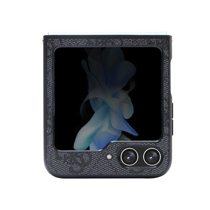 Guess Leather 4G Diamond Triangle dėklas, skirtas Samsung Galaxy Z Flip 5 - juodas